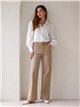Jeans wide leg beige botones multicolor