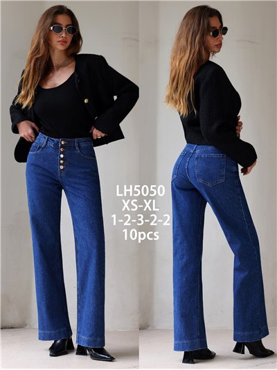Jeans wide leg botones multicolor 2