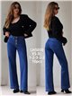Jeans wide leg botones multicolor