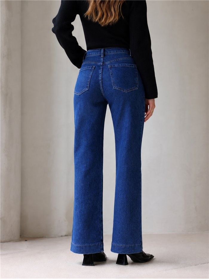 Jeans wide leg botones multicolor