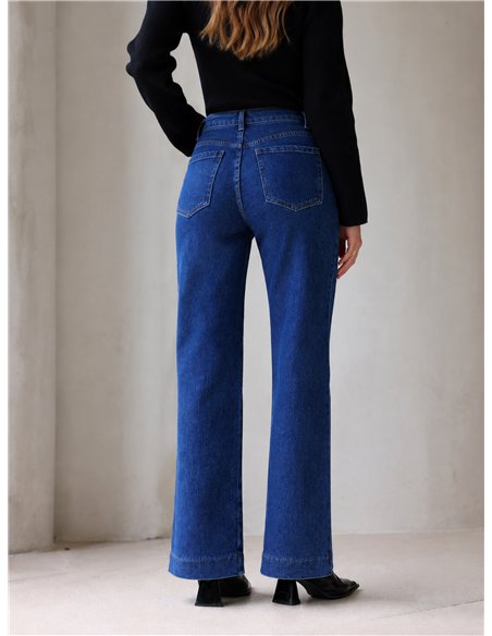 Jeans wide leg botones multicolor