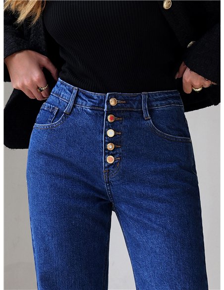 Jeans wide leg botones multicolor
