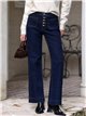 Jean indigo à jambes larges avec poches plaquées et boutons multicolores
