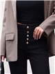 Jeans wide leg negros bolsillos parche y botones multicolor