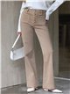 Jeans wide leg beige bolsillos parche y botones multicolor