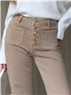 Jeans wide leg beige bolsillos parche y botones multicolor