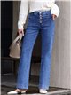 Jeans wide leg bolsillos parche y botones multicolor