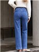 Jeans wide leg bolsillos parche y botones multicolor