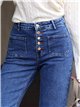 Jeans wide leg bolsillos parche y botones multicolor
