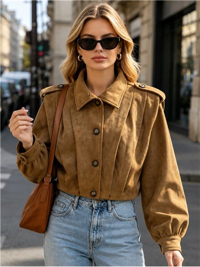 Chaqueta corta efecto ante pliegues