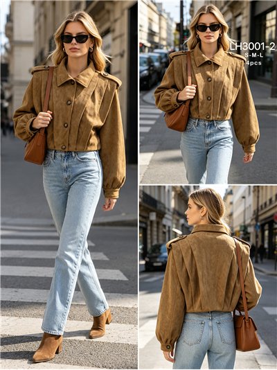 Chaqueta corta efecto ante pliegues 2