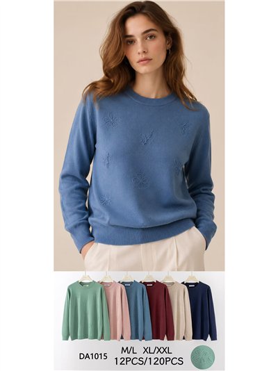 Jersey de punto flores bordadas 2