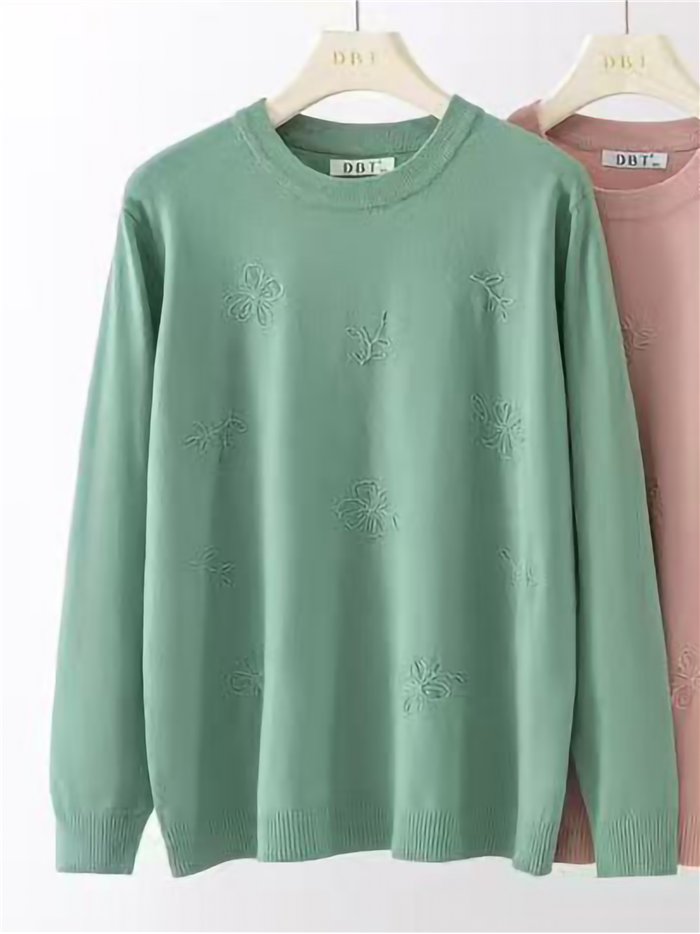 Jersey de punto flores bordadas