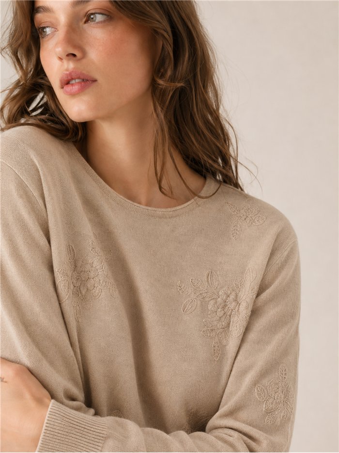 Jersey de punto bordados florales