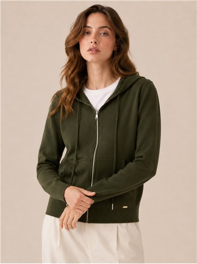Chaqueta de punto capucha y cremallera