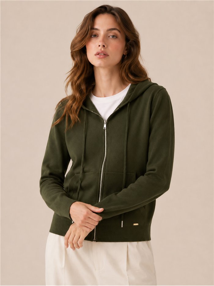 Chaqueta de punto capucha y cremallera