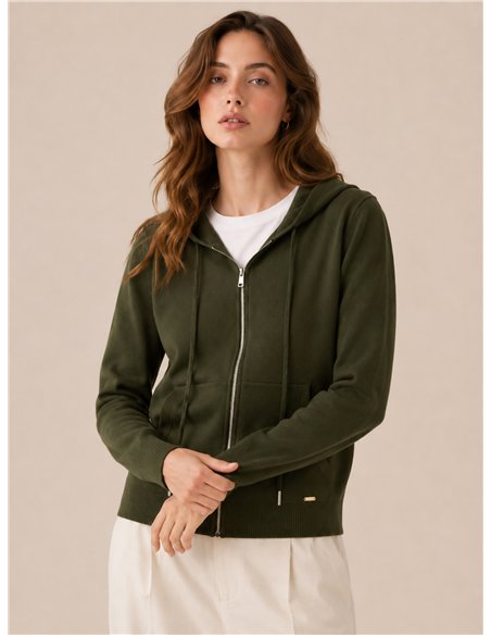 Chaqueta de punto capucha y cremallera