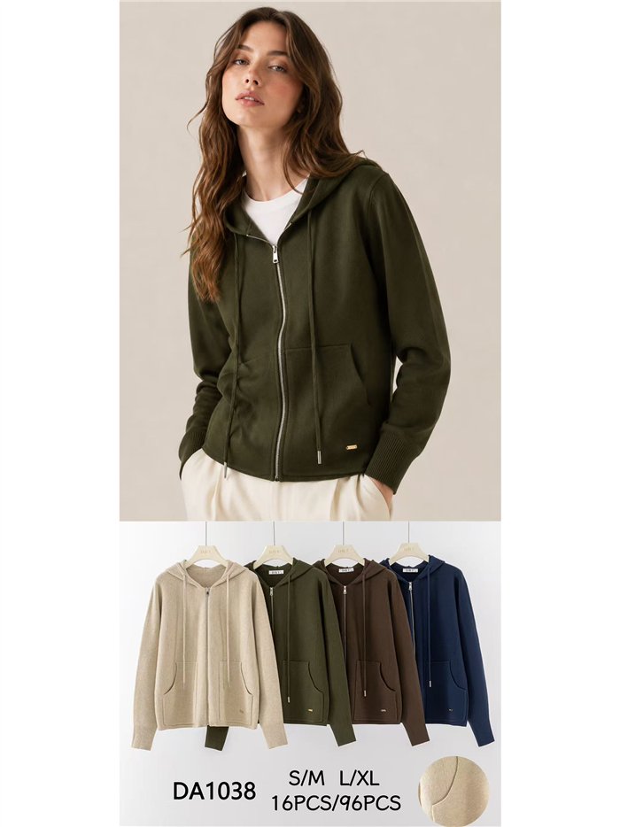 Chaqueta de punto capucha y cremallera