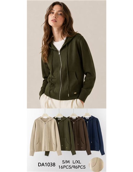Chaqueta de punto capucha y cremallera