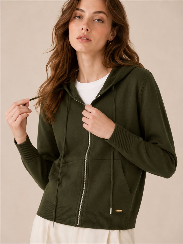 Chaqueta de punto capucha y cremallera