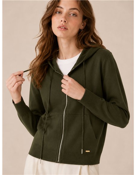 Chaqueta de punto capucha y cremallera
