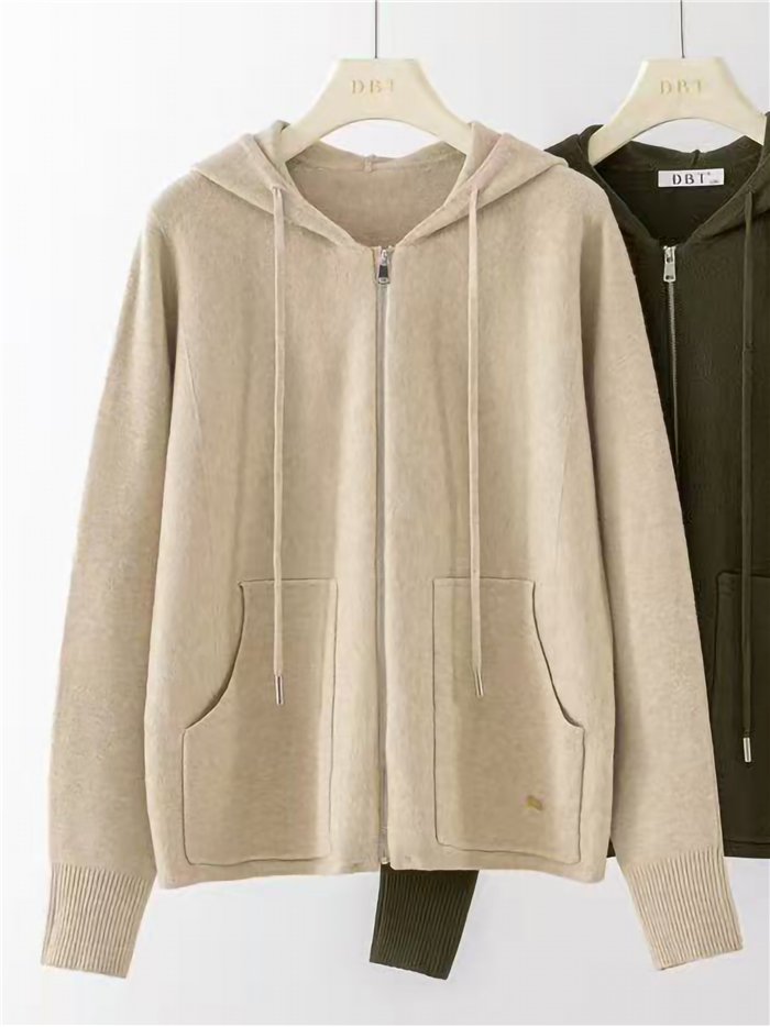 Chaqueta de punto capucha y cremallera