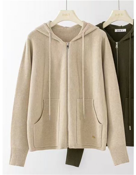 Chaqueta de punto capucha y cremallera