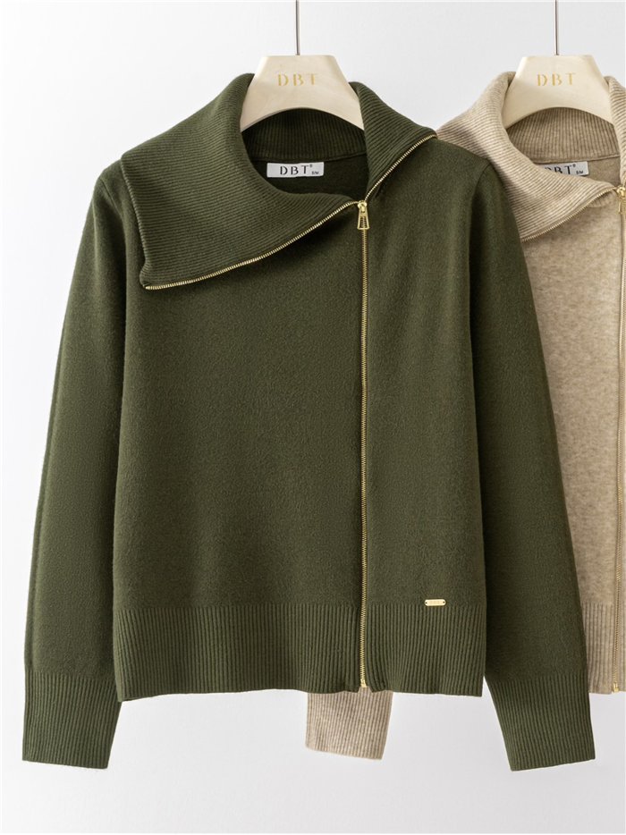 Chaqueta de punto cremallera asimétrica