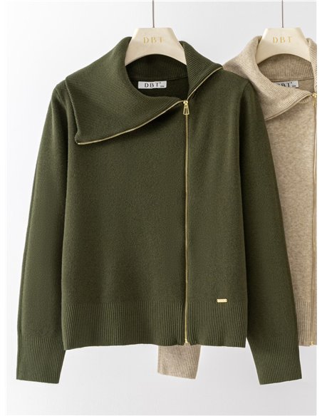Chaqueta de punto cremallera asimétrica