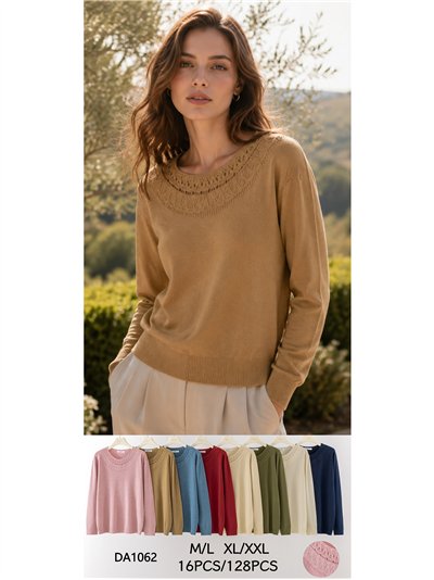 Strickpullover mit durchbrochenem Halsausschnitt 2