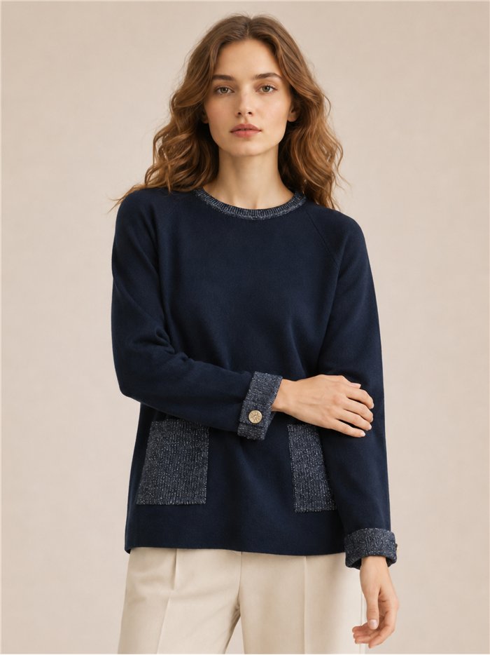 Shimmer pocket knit sweater