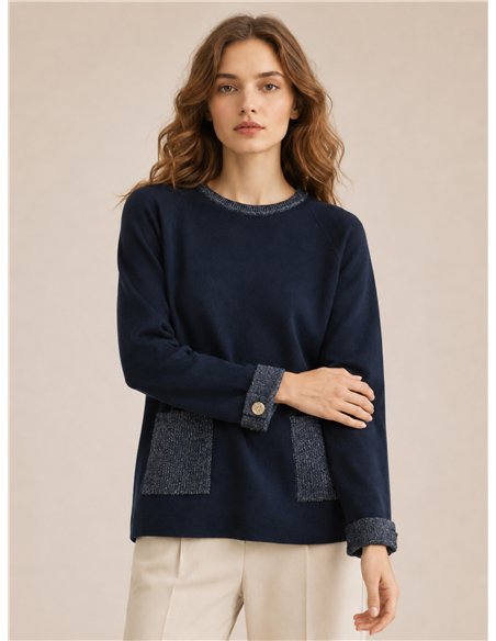 Shimmer pocket knit sweater