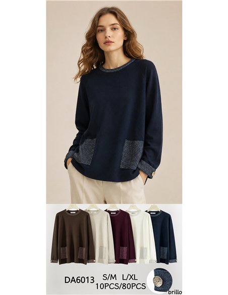 Shimmer pocket knit sweater