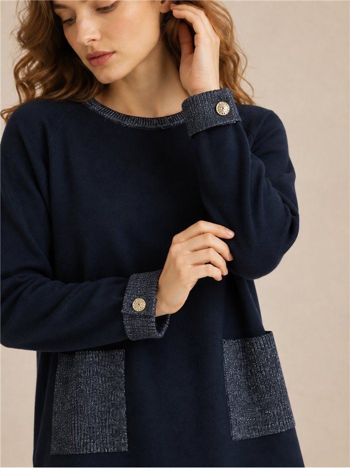 Shimmer pocket knit sweater