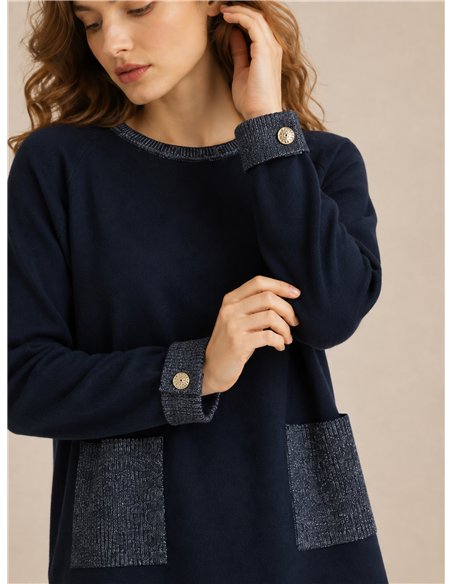 Shimmer pocket knit sweater