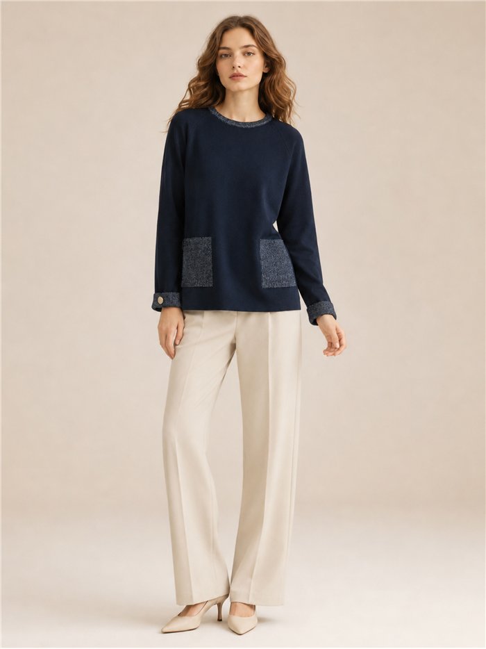 Shimmer pocket knit sweater
