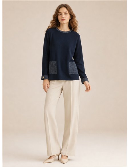 Shimmer pocket knit sweater