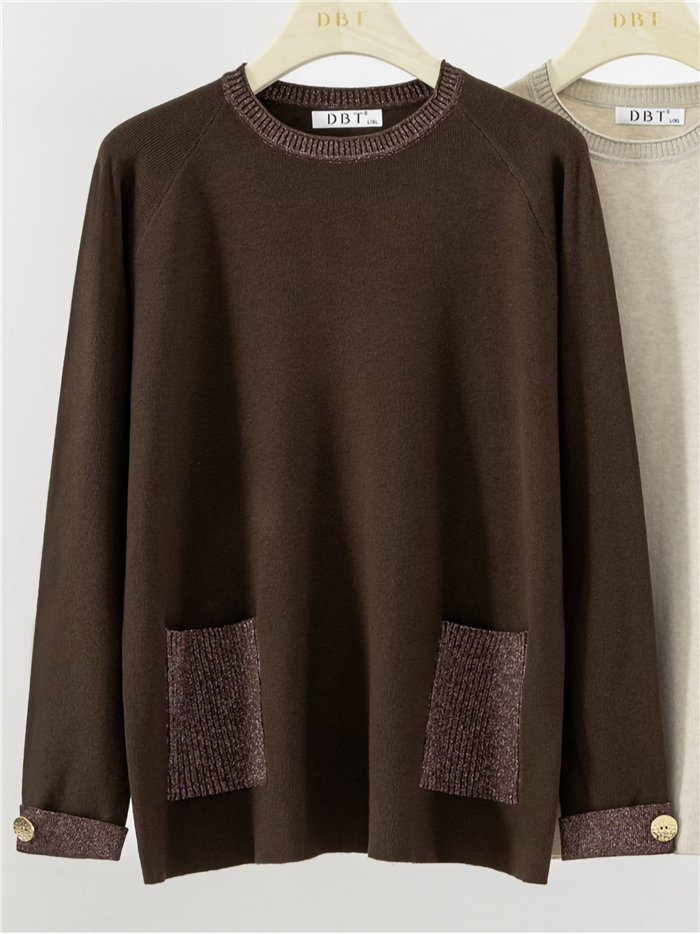 Shimmer pocket knit sweater