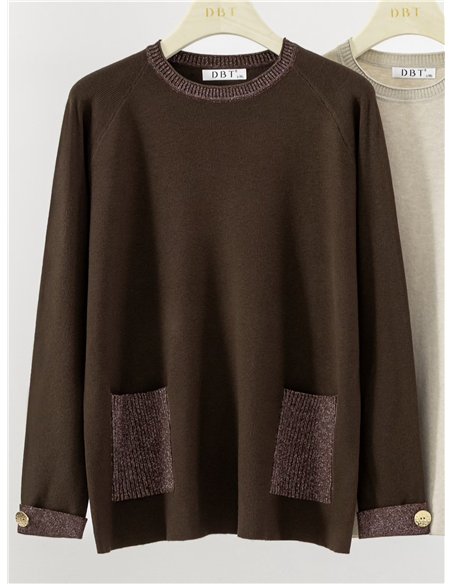 Shimmer pocket knit sweater
