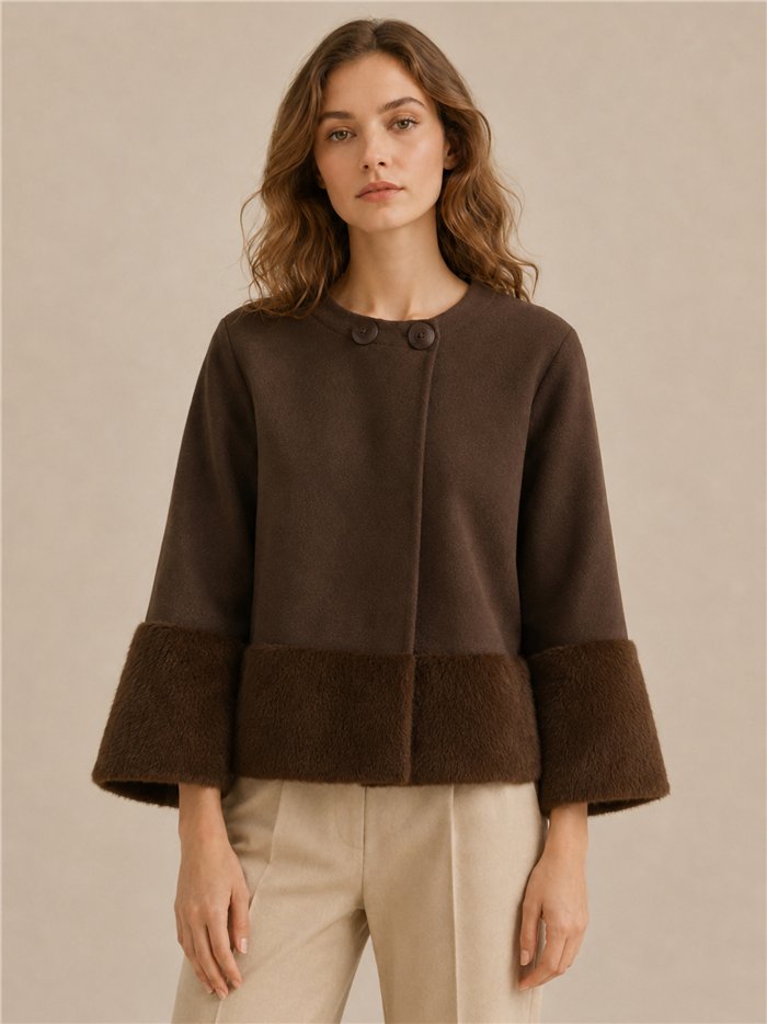 Chaqueta corta efecto pelo