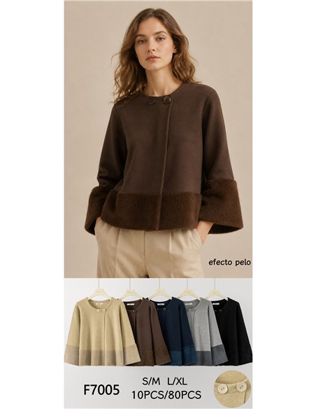 Chaqueta corta efecto pelo