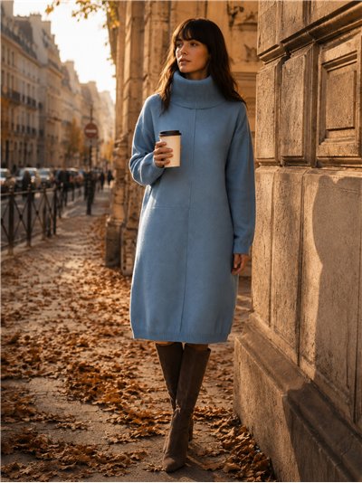 Vestido de punto cuello alto