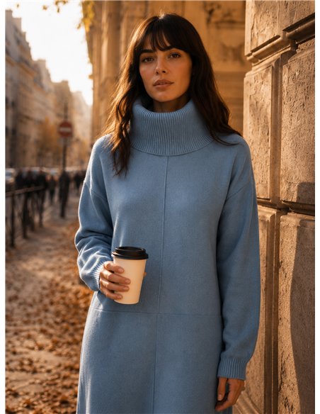 Strickkleid mit hohem Kragen