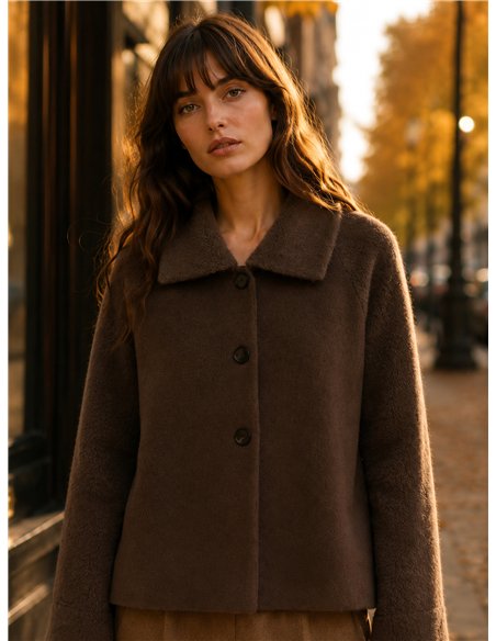 Chaqueta corta combinado efecto pelo