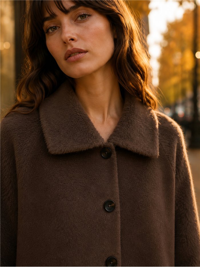 Chaqueta corta combinado efecto pelo