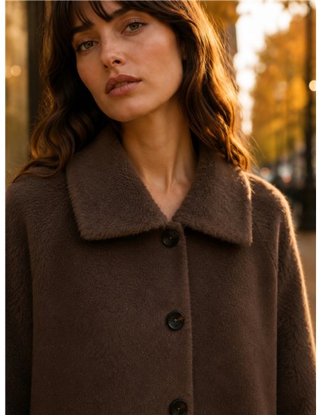Chaqueta corta combinado efecto pelo