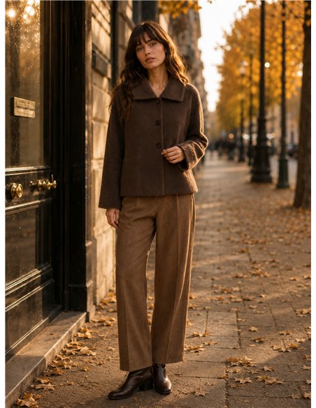 Chaqueta corta combinado efecto pelo
