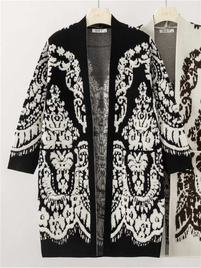 Cárdigan largo de jacquard ornamental