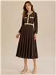 Vestido midi de punto falda plisada