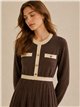Vestido midi de punto falda plisada